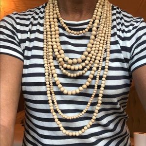 Necklace multi-strand wooden beads